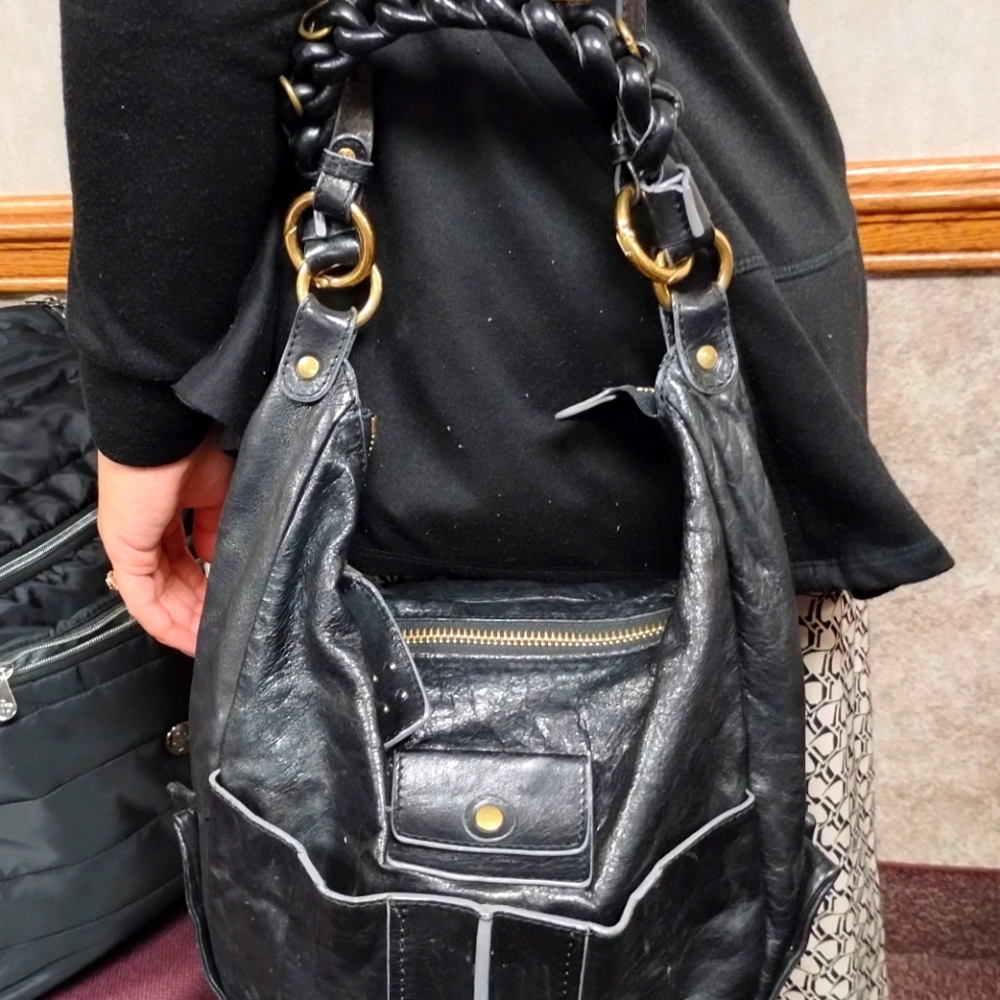 CHLOE Black Leather Braided Strap Heloise Hobo Bag Purse - Picture 8 of 13